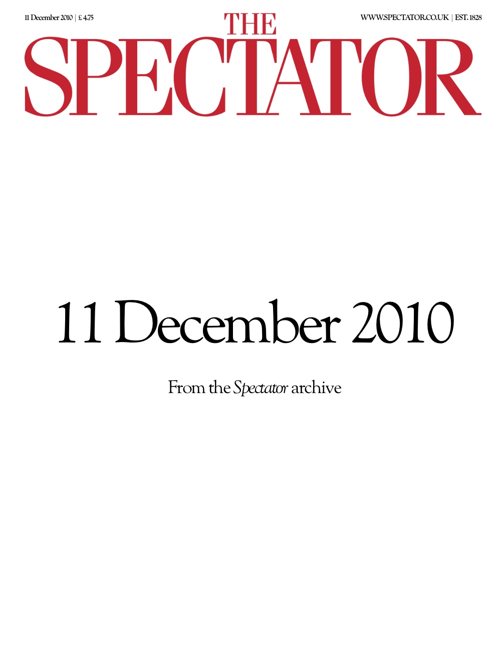 11 December 2010 | The Spectator