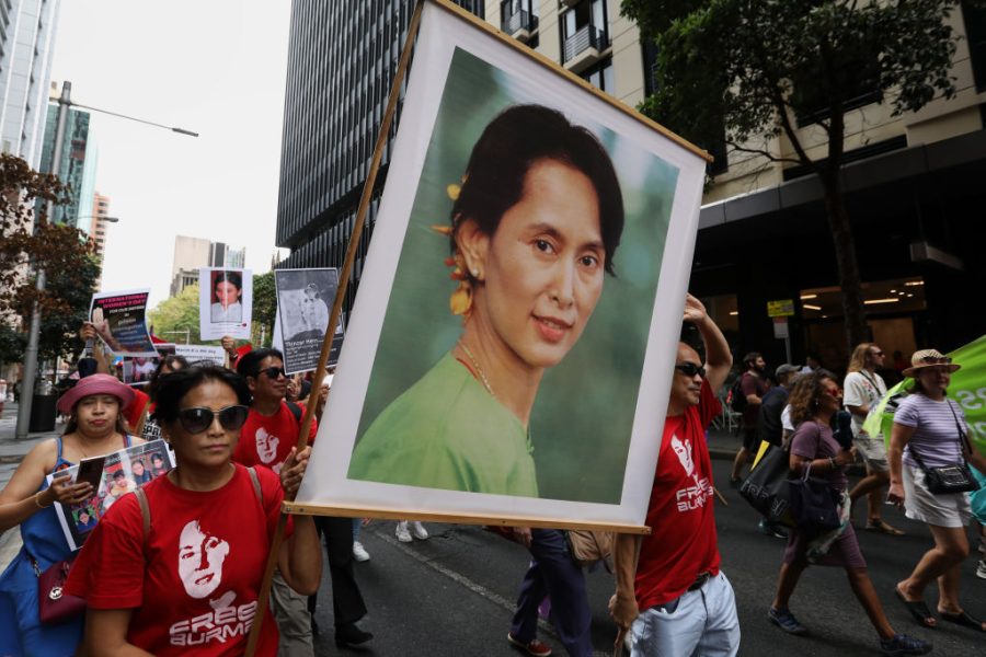 What is Britain doing to help free Aung San Suu Kyi?